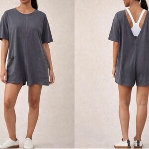 Gray Short Sleeve Romper